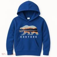 Montana Bear With Glacier National Park Lake Image Souvenir Kids Hoodie thumb 0