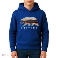 Montana Bear With Glacier National Park Lake Image Souvenir Kids Hoodie thumb 4