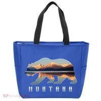 Montana Bear With Glacier National Park Lake Image Souvenir Tote Bag thumb 0