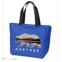 Montana Bear With Glacier National Park Lake Image Souvenir Tote Bag thumb 3
