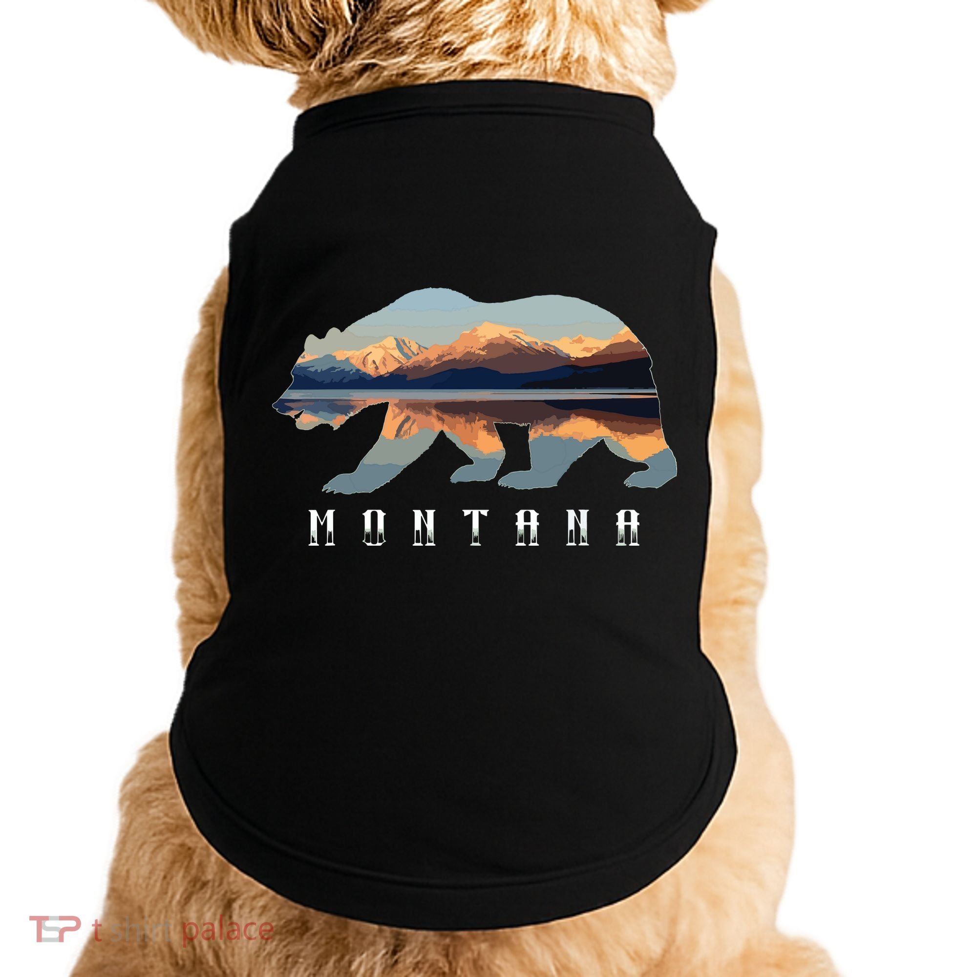 Montana Bear With Glacier National Park Lake Image Souvenir Doggie Tank
