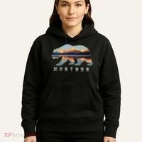 Montana Bear With Glacier National Park Lake Image Souvenir Hoodie thumb 5