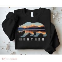 Montana Bear With Glacier National Park Lake Image Souvenir Sweatshirt thumb 2