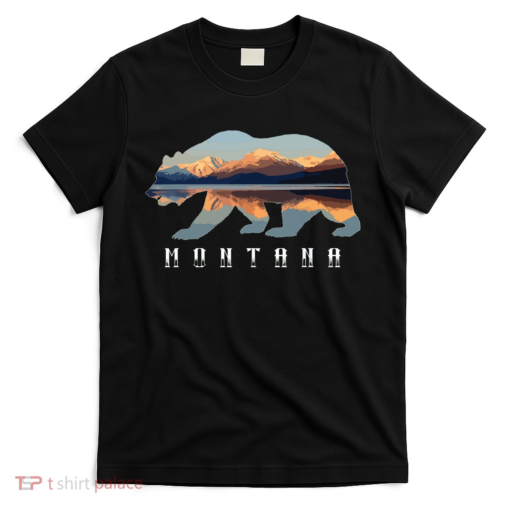 Montana Bear With Glacier National Park Lake Image Souvenir T-Shirt