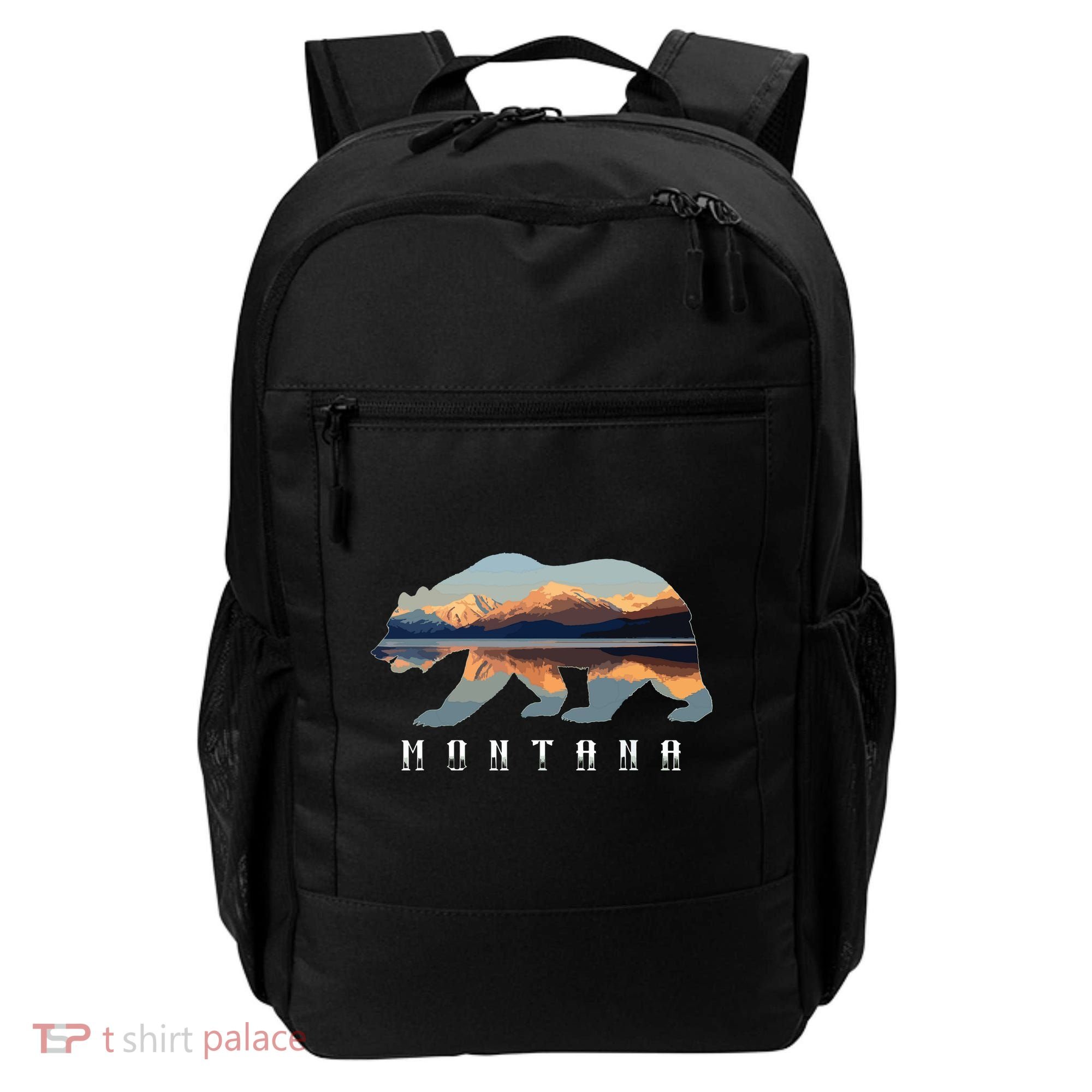 Montana Bear With Glacier National Park Lake Image Souvenir Backpack