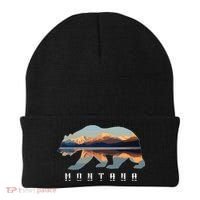 Montana Bear With Glacier National Park Lake Image Souvenir Beanie thumb 0