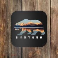 Montana Bear With Glacier National Park Lake Image Souvenir Coaster thumb 0
