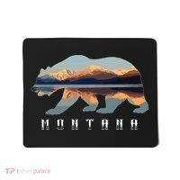 Montana Bear With Glacier National Park Lake Image Souvenir Mousepad thumb 0