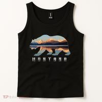 Montana Bear With Glacier National Park Lake Image Souvenir Tank Top thumb 2