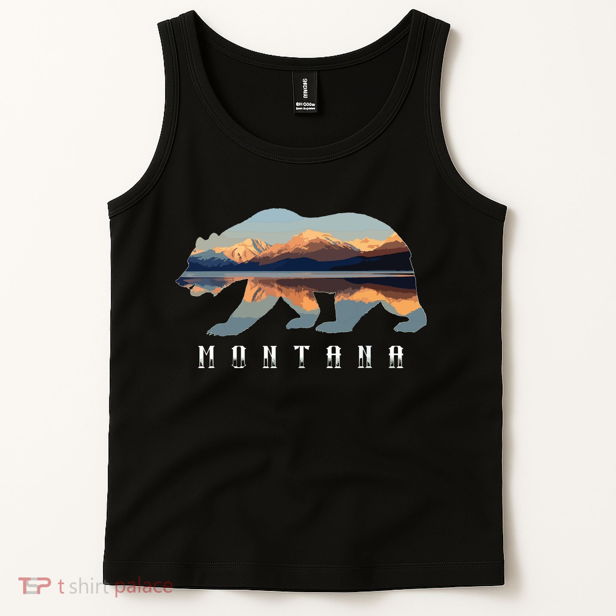 Montana Bear With Glacier National Park Lake Image Souvenir Tank Top