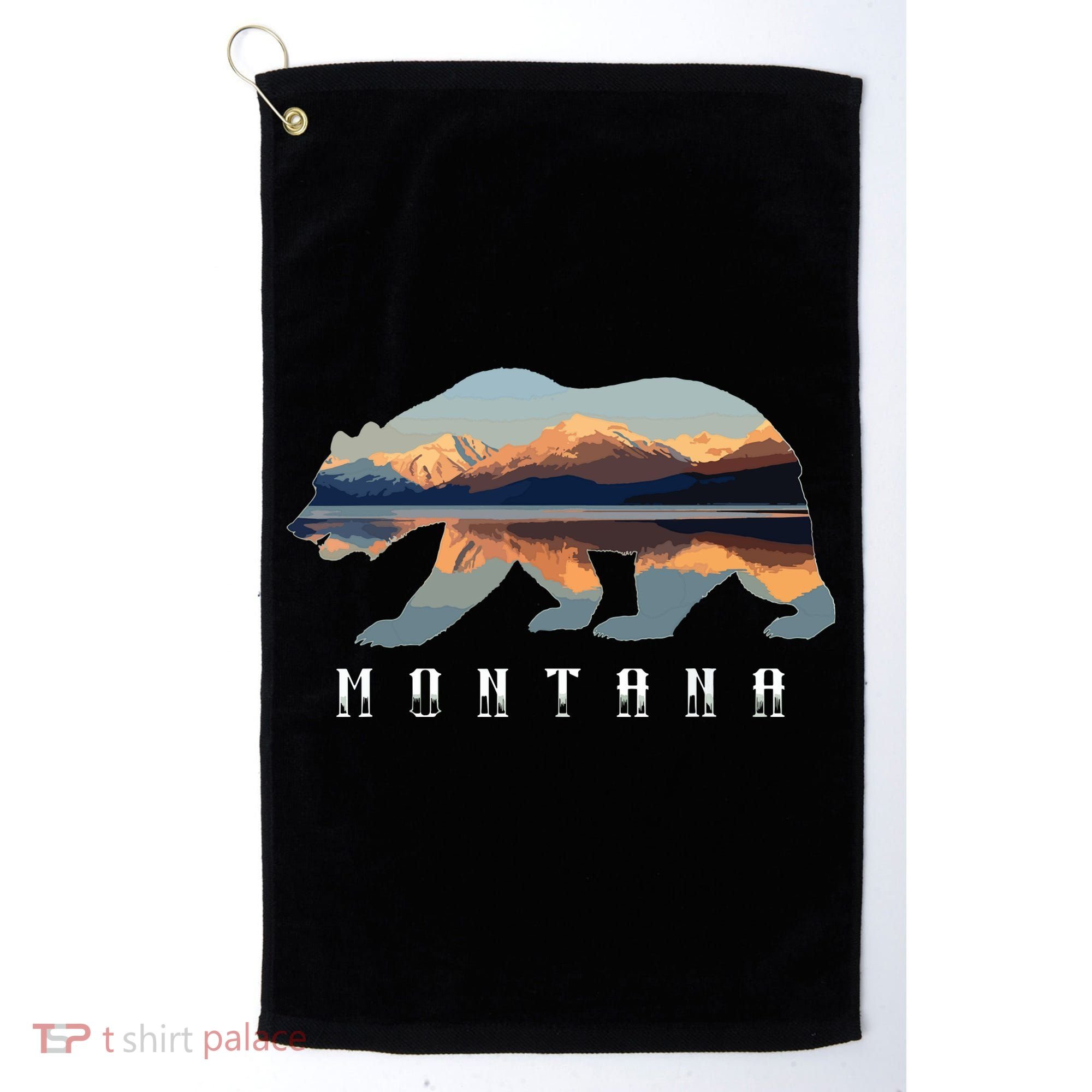 Montana Bear With Glacier National Park Lake Image Souvenir Golf Towel