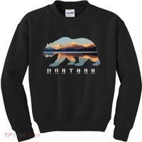 Montana Bear With Glacier National Park Lake Image Souvenir Kids Sweatshirt thumb 0