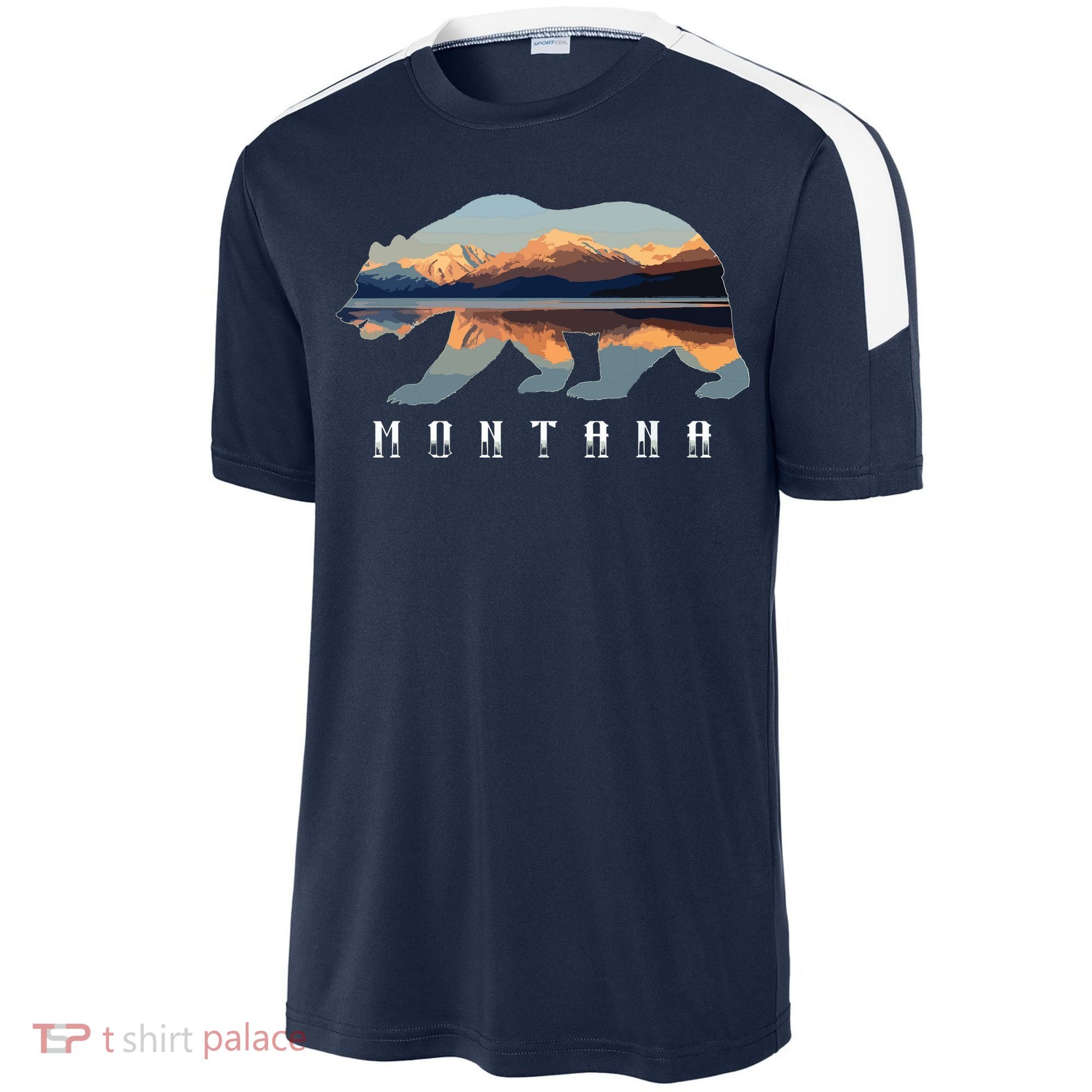 Montana Bear With Glacier National Park Lake Image Souvenir Sport-Tek Competitor United Soccer Jersey