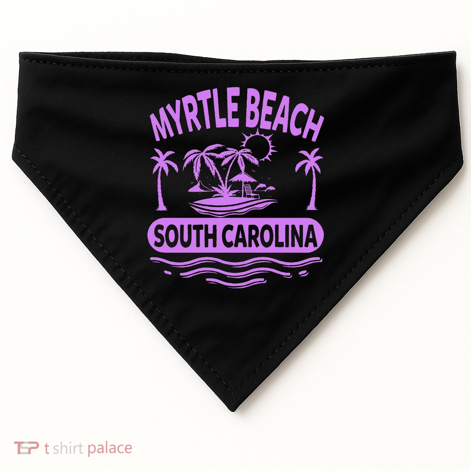 Myrtle Beach Womens Purple South Carolina Beach Vacation USA-Made Doggie Bandana
