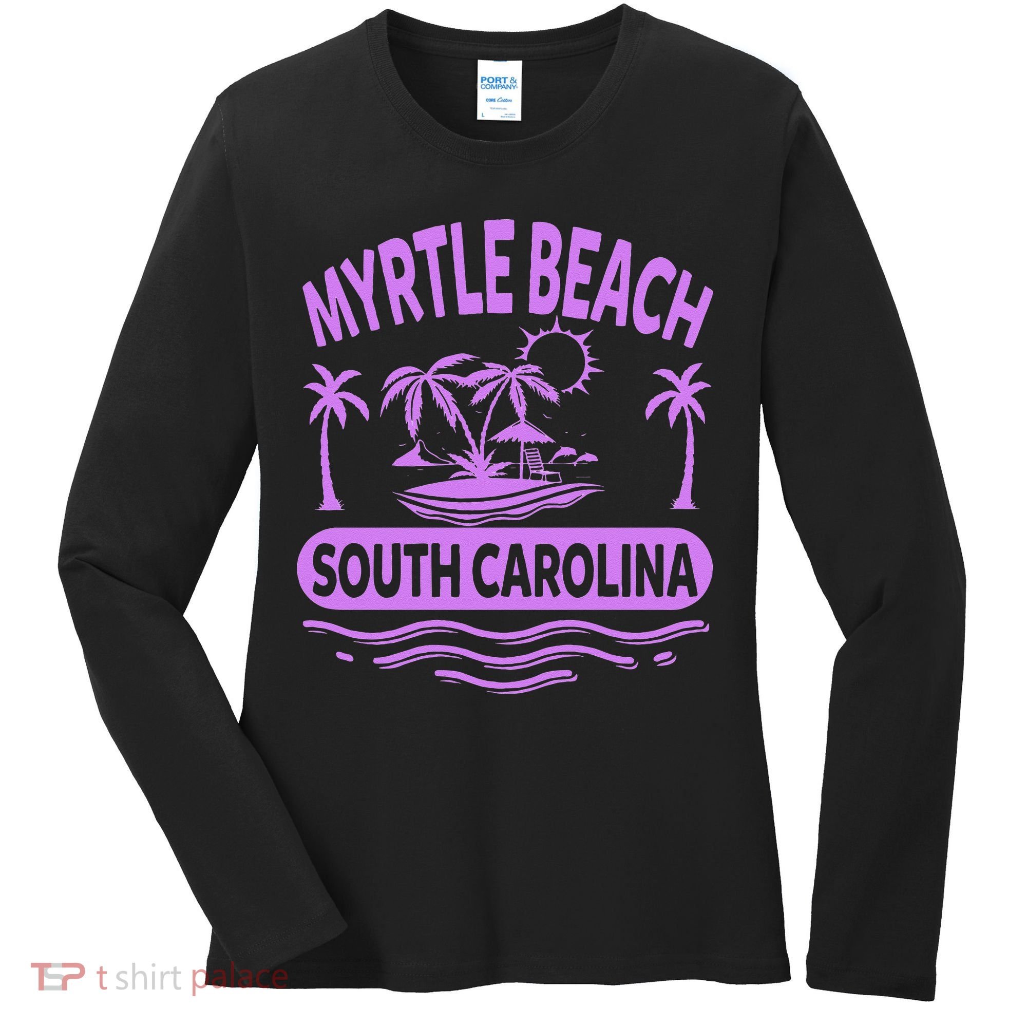 Myrtle Beach Womens Purple South Carolina Beach Vacation Women's Long Sleeve Shirt