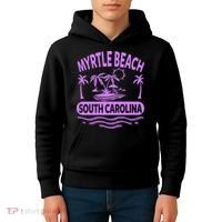 Myrtle Beach Womens Purple South Carolina Beach Vacation Kids Hoodie thumb 4