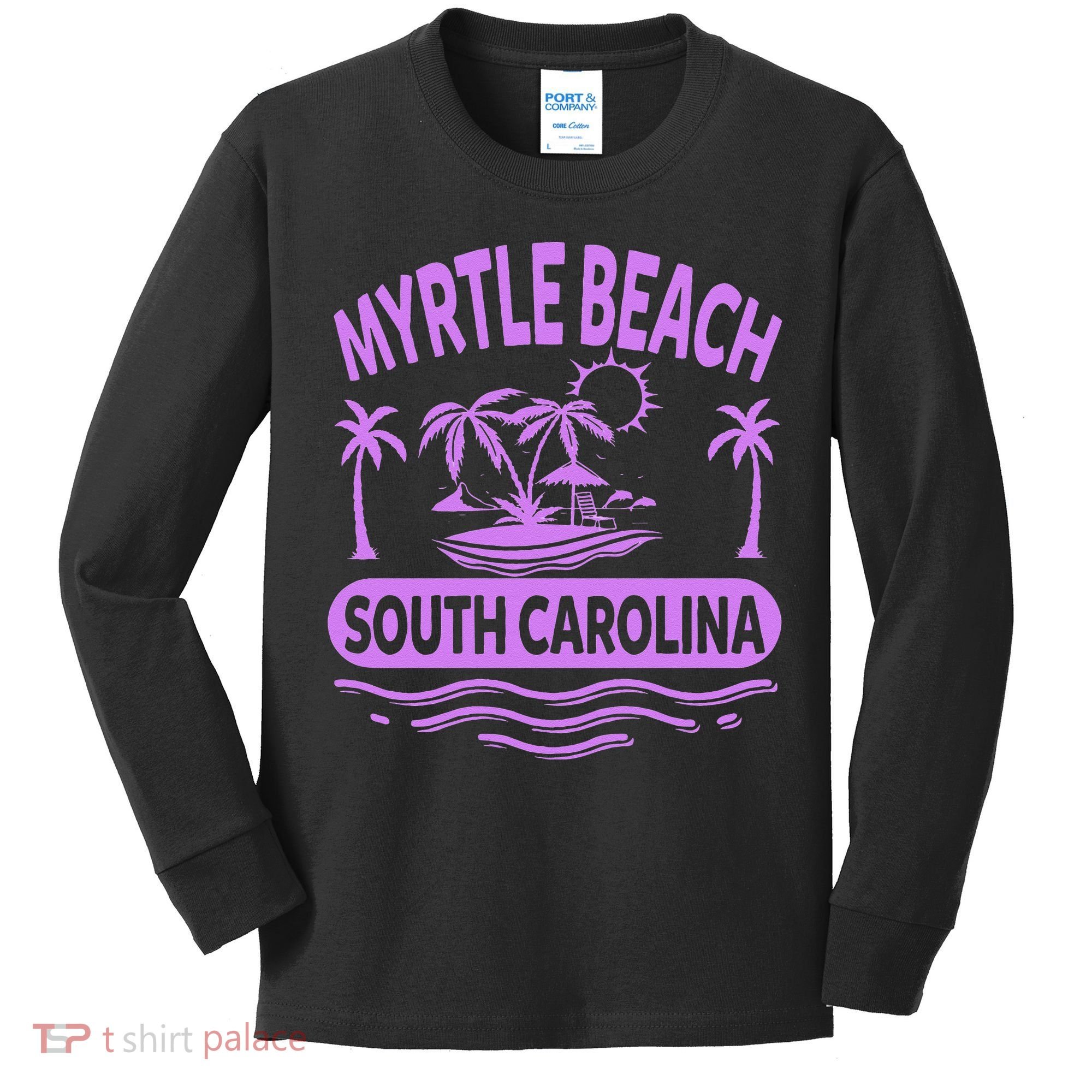 Myrtle Beach Womens Purple South Carolina Beach Vacation Kids Long Sleeve Shirt