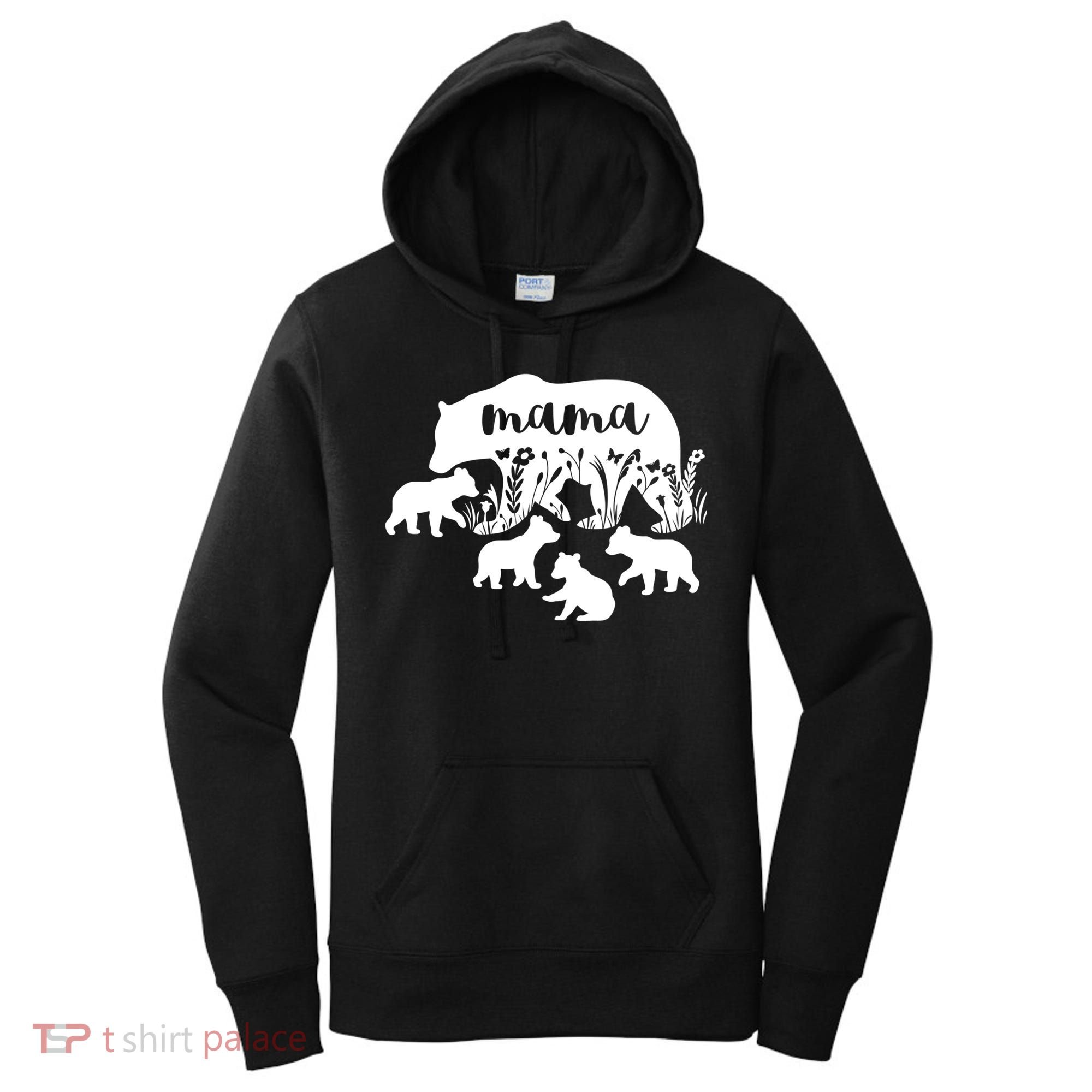 Mama Bear With 4 Cubs MotherS Day Mom Birthday Funny Gift Women's Hoodie