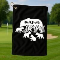 Mama Bear With 4 Cubs MotherS Day Mom Birthday Funny Gift Golf Towel thumb 1
