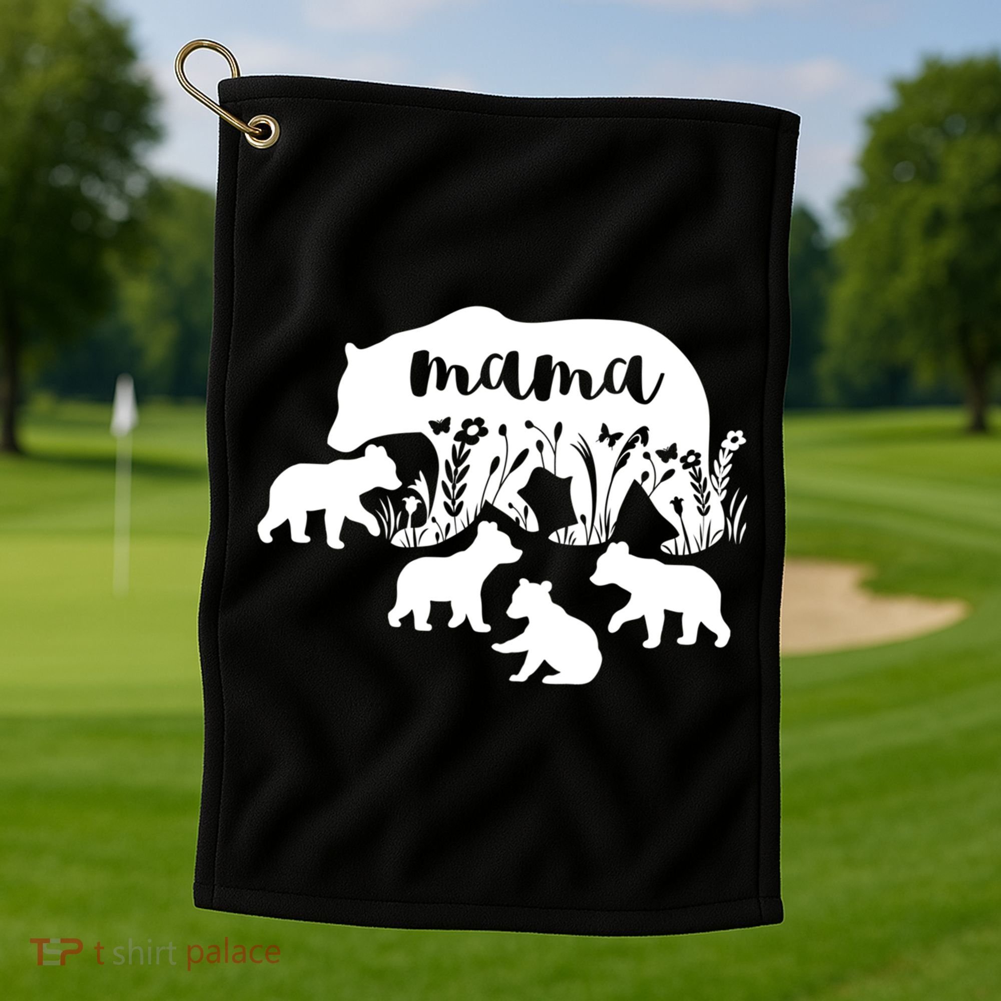 Mama Bear With 4 Cubs MotherS Day Mom Birthday Funny Gift Golf Towel