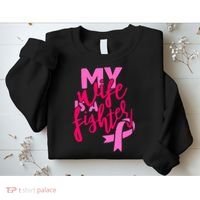 My Best Wife Is A Fighter For Breast Cancer Awareness Gift Sweatshirt thumb 2