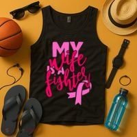 My Best Wife Is A Fighter For Breast Cancer Awareness Gift Tank Top thumb 4