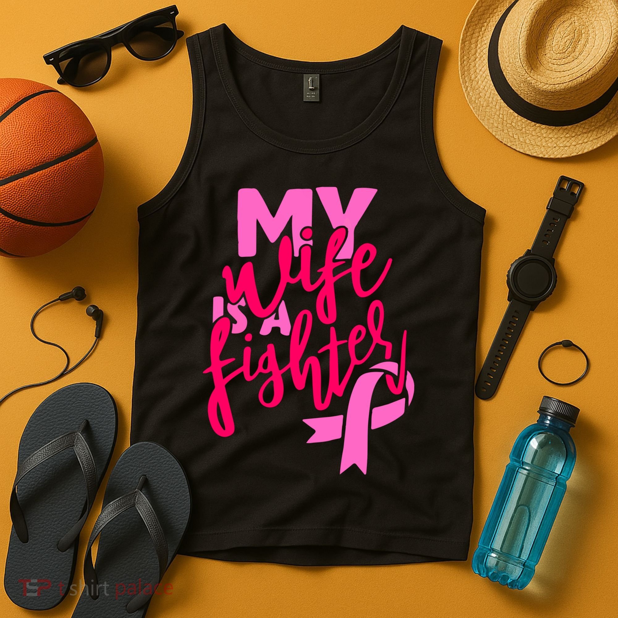 My Best Wife Is A Fighter For Breast Cancer Awareness Gift Tank Top