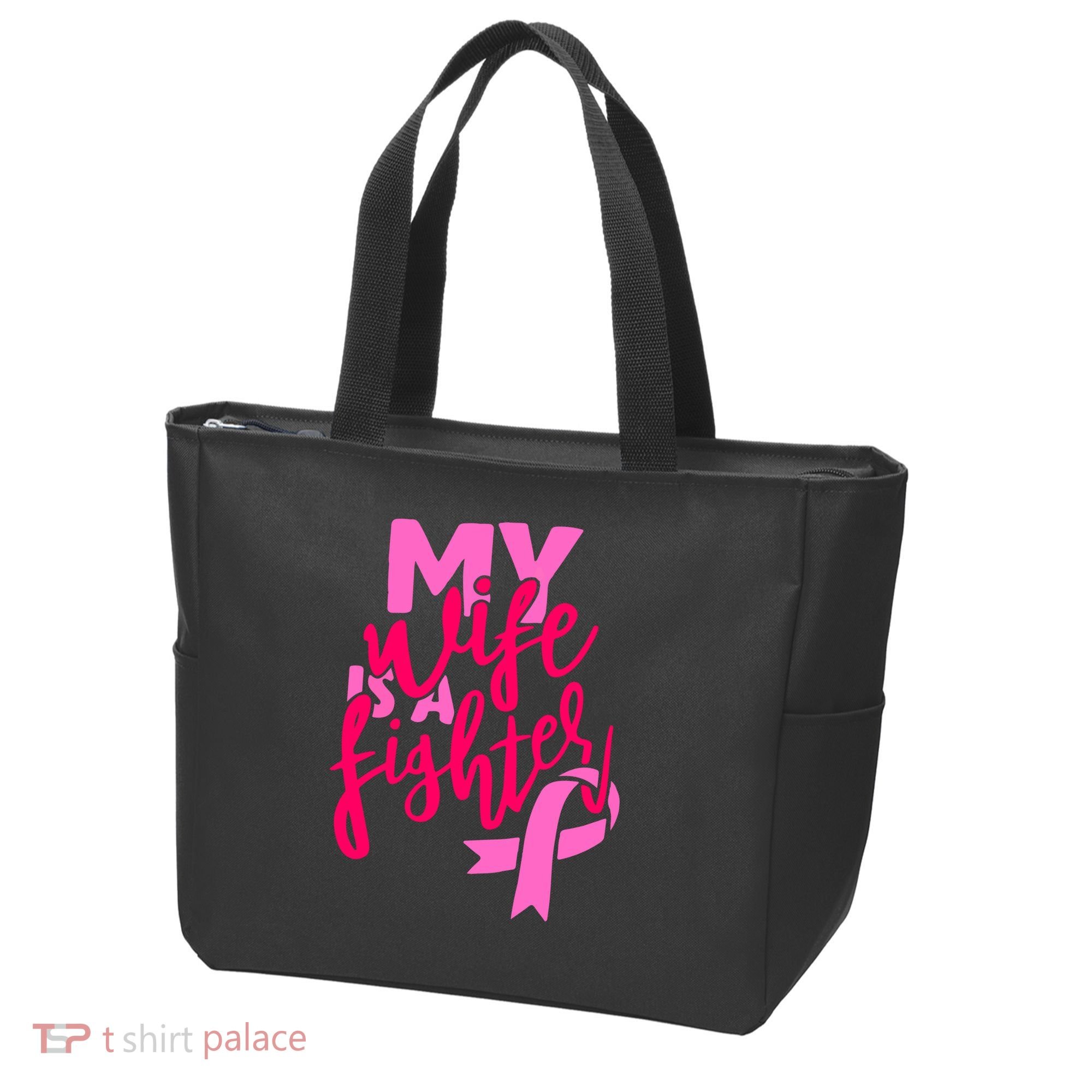 My Best Wife Is A Fighter For Breast Cancer Awareness Gift Tote Bag
