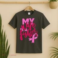 My Best Wife Is A Fighter For Breast Cancer Awareness Gift T-Shirt thumb 2