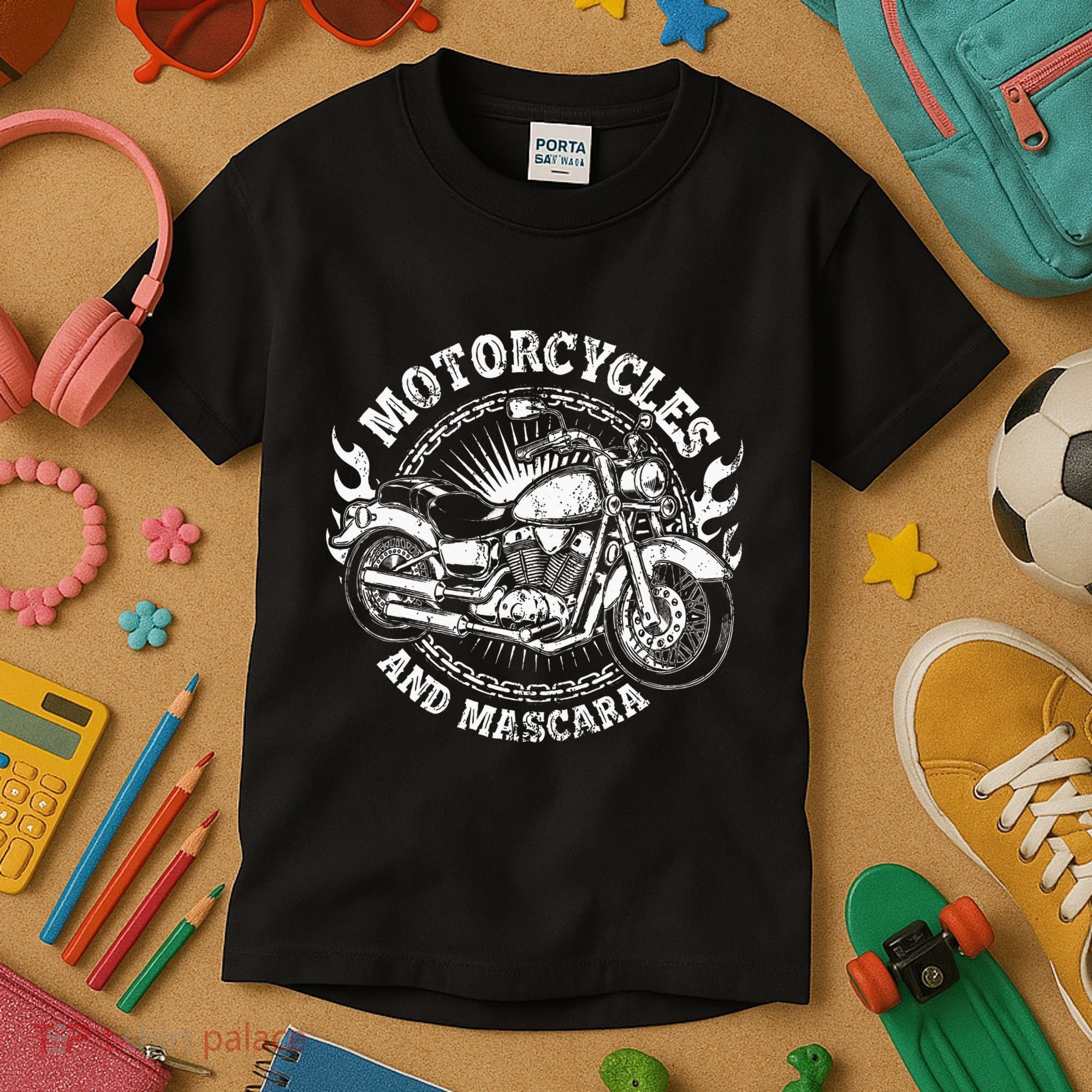 Motorcycle Biker Women Gift Makeup Mascara Biker Kids T-Shirt