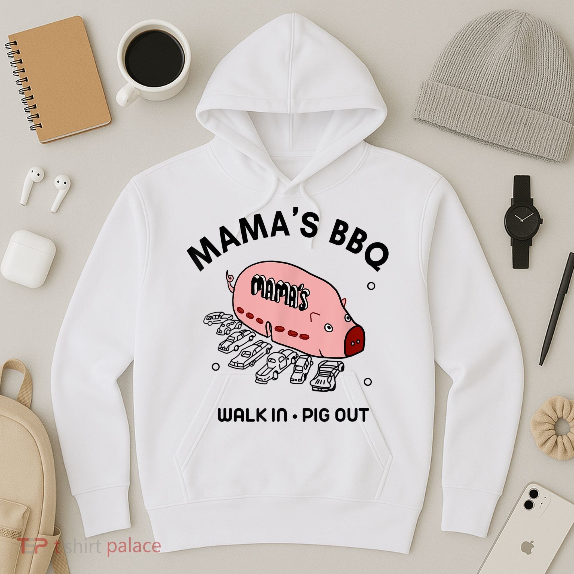 Mama's BBQ Walk In Pig Out Sunny Summer Hoodie