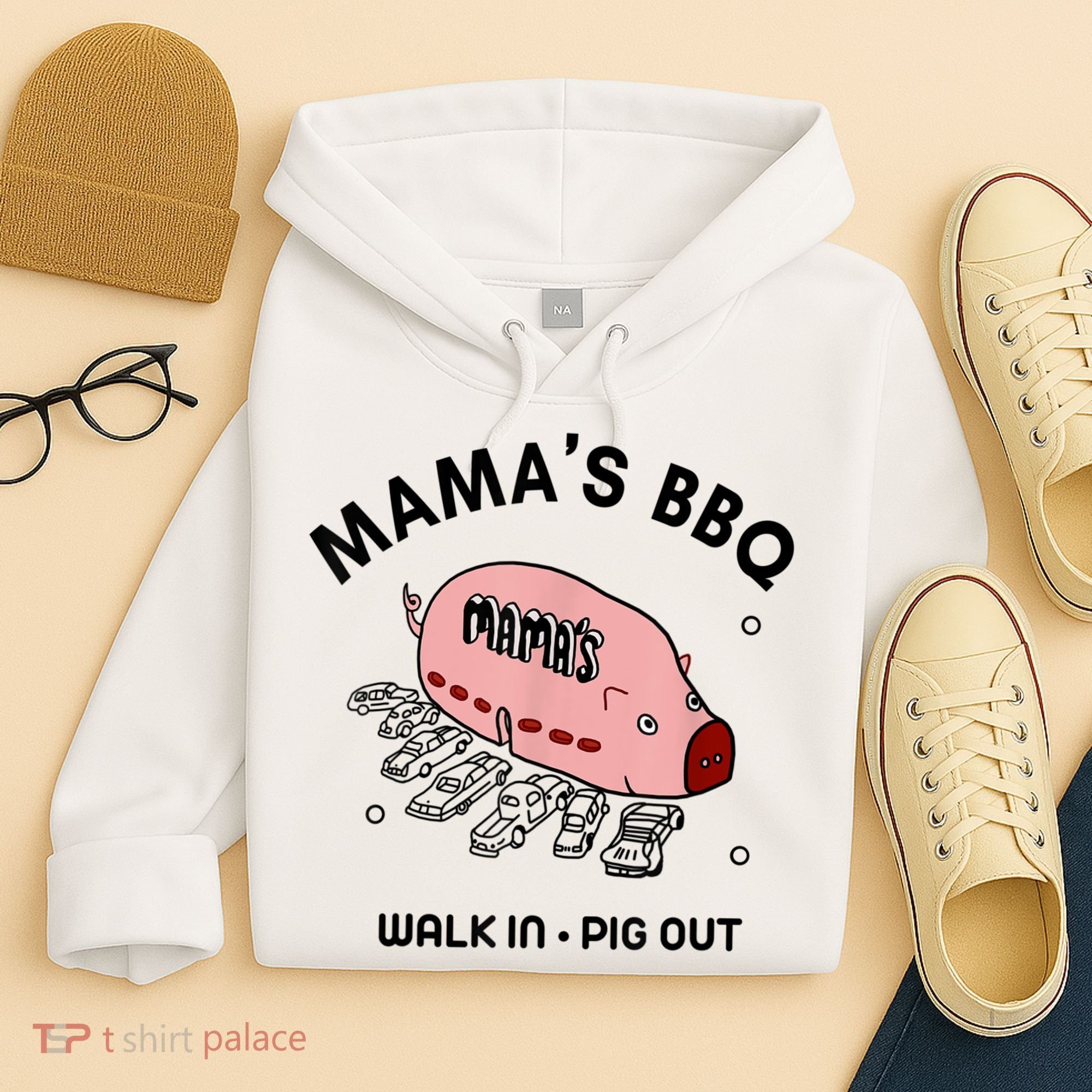 Mama's BBQ Walk In Pig Out Sunny Summer Hoodie
