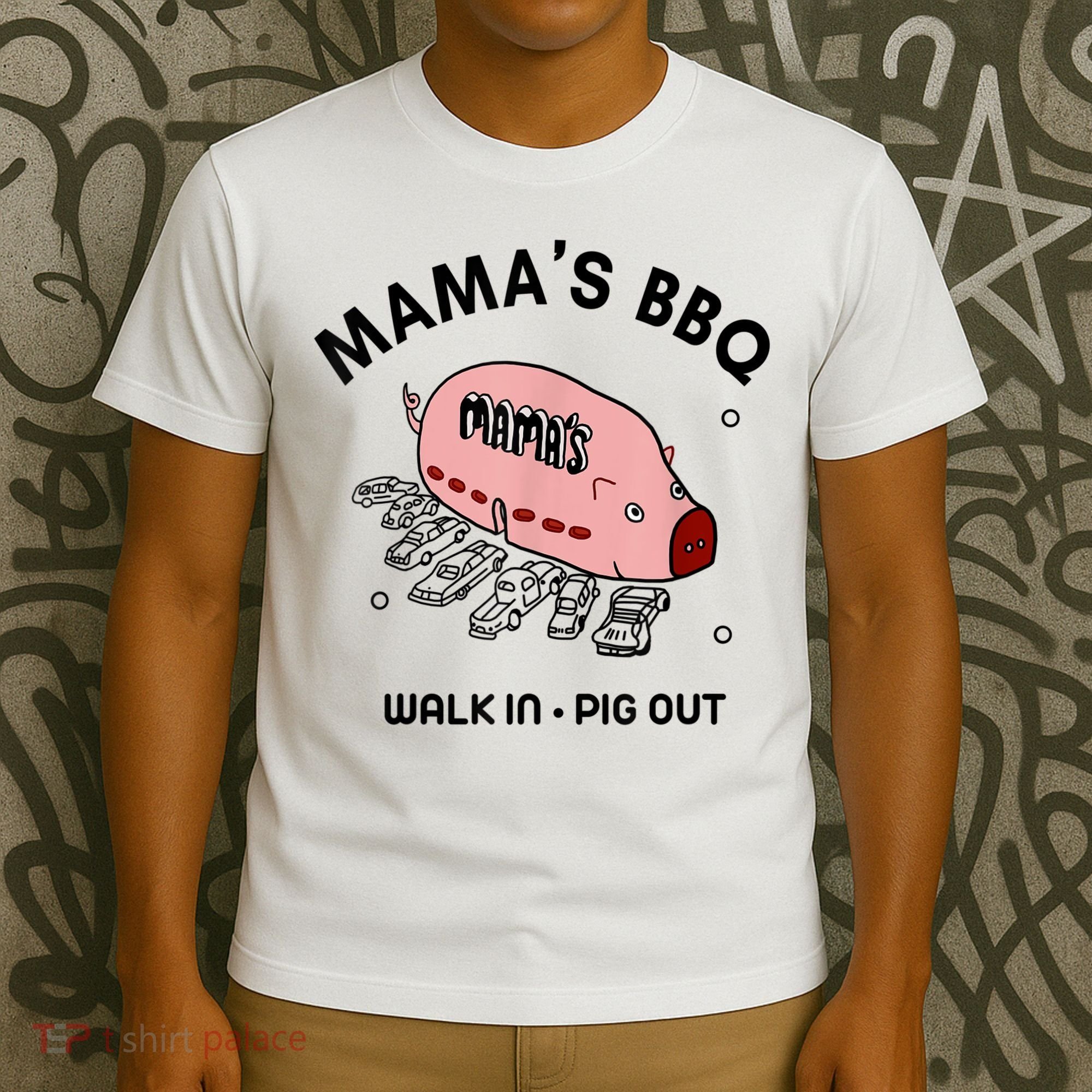 Mama's BBQ Walk In Pig Out Sunny Summer T-Shirt