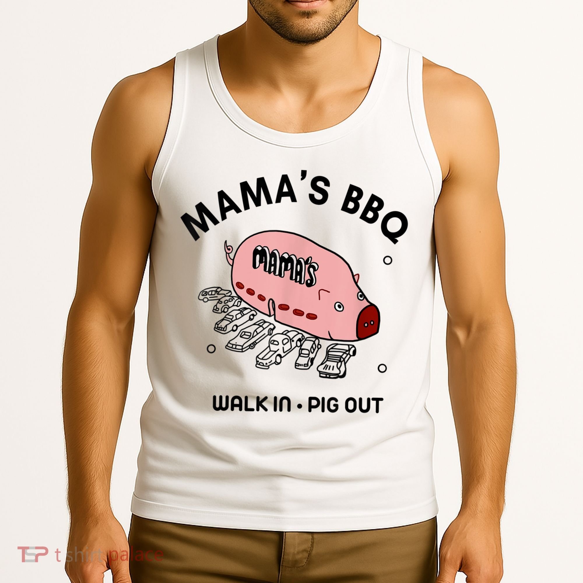 Mama's BBQ Walk In Pig Out Sunny Summer Tank Top