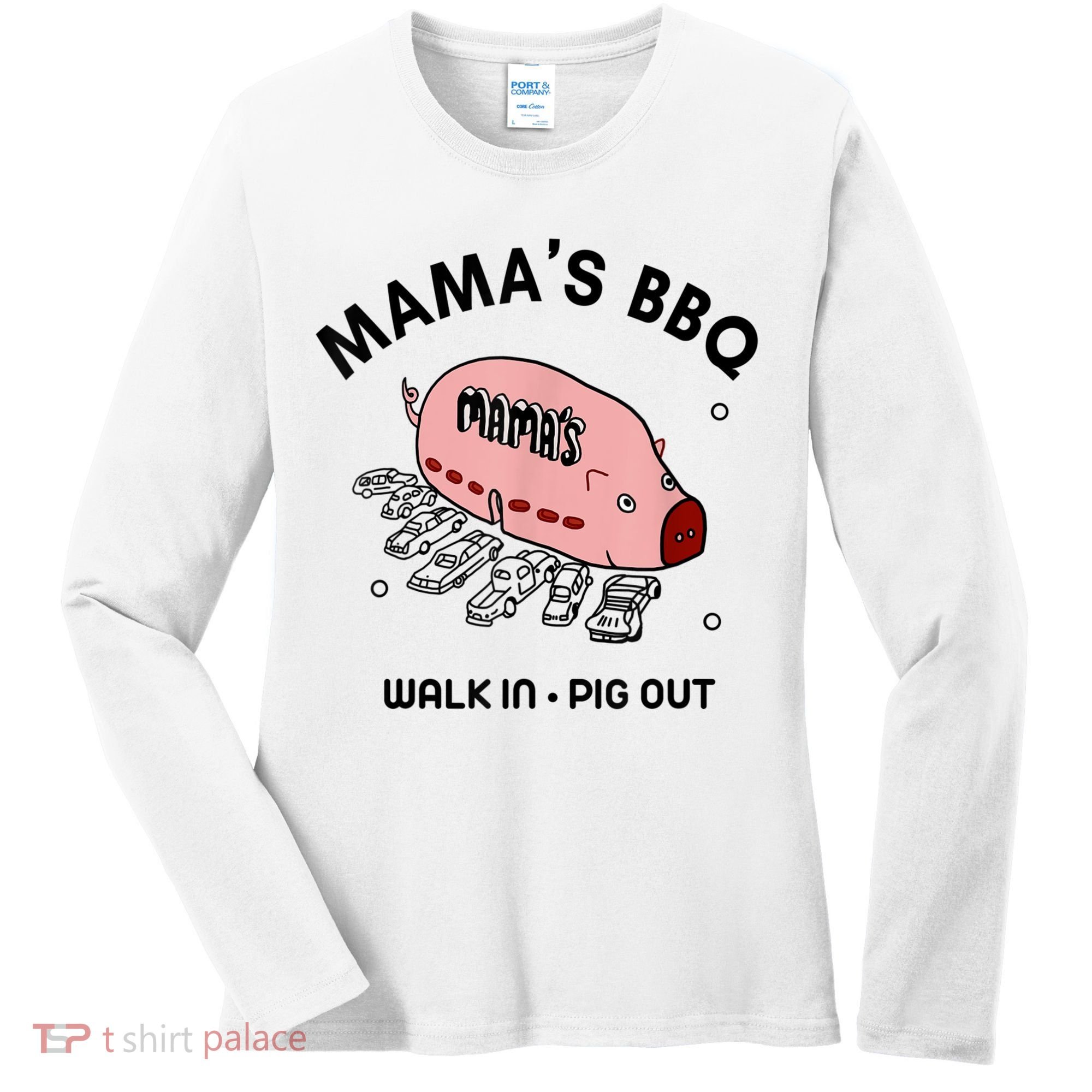Mama's BBQ Walk In Pig Out Sunny Summer Women's Long Sleeve Shirt