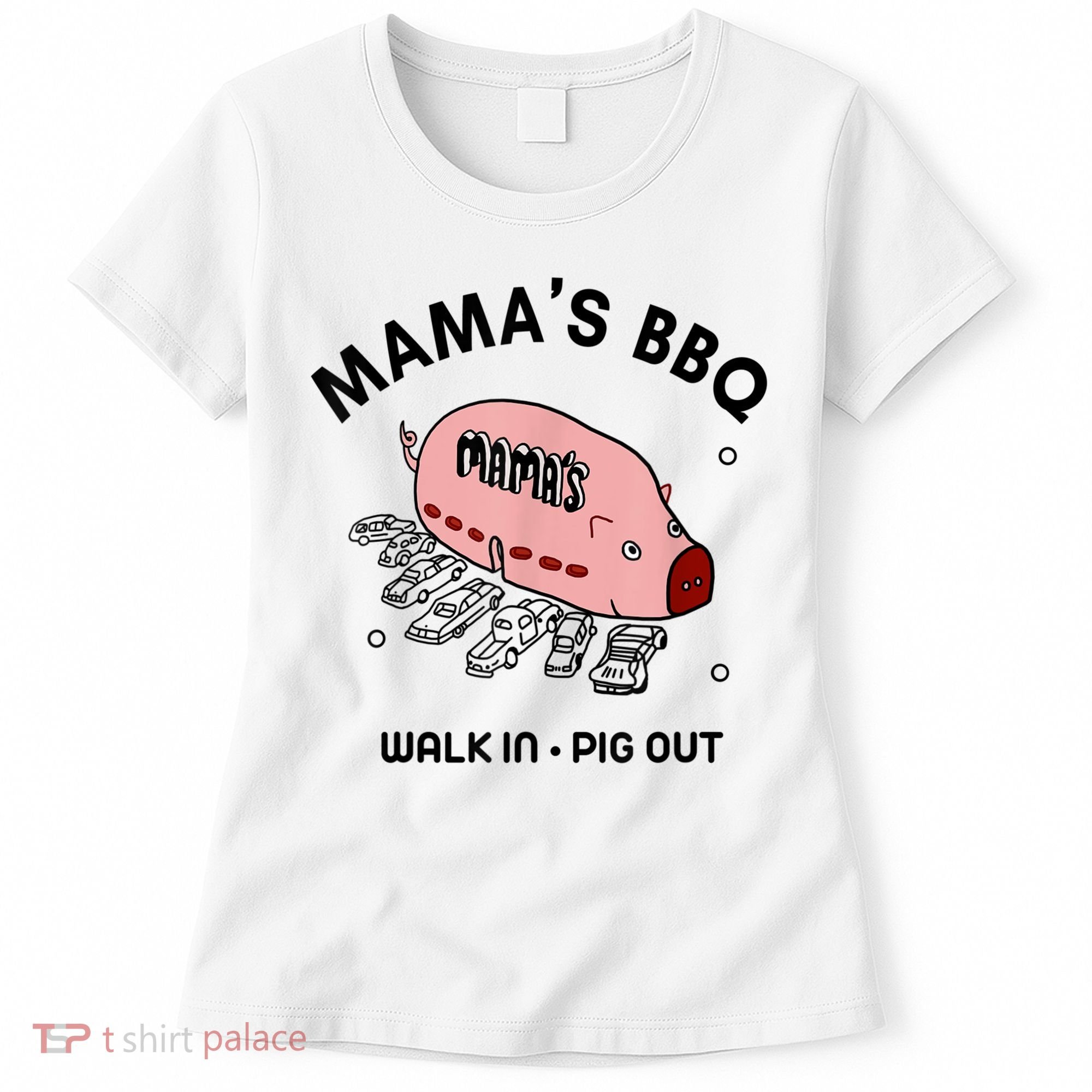 Mama's BBQ Walk In Pig Out Sunny Summer Women's T-Shirt