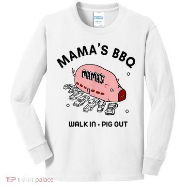 Mama's BBQ Walk In Pig Out Sunny Summer Kids Long Sleeve Shirt