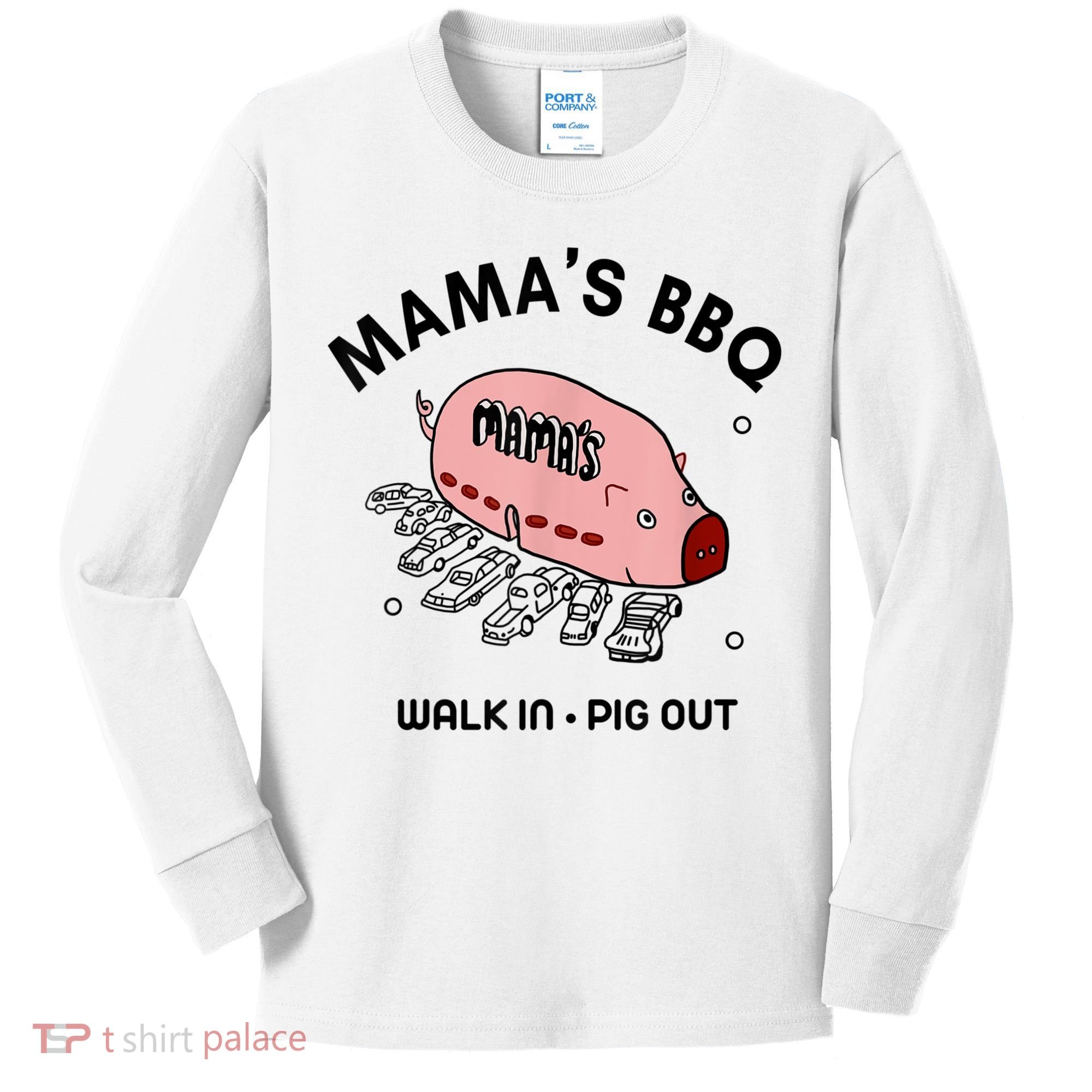 Mama's BBQ Walk In Pig Out Sunny Summer Kids Long Sleeve Shirt