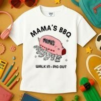 Mama's BBQ Walk In Pig Out Sunny Summer Kids T-Shirt thumb 3