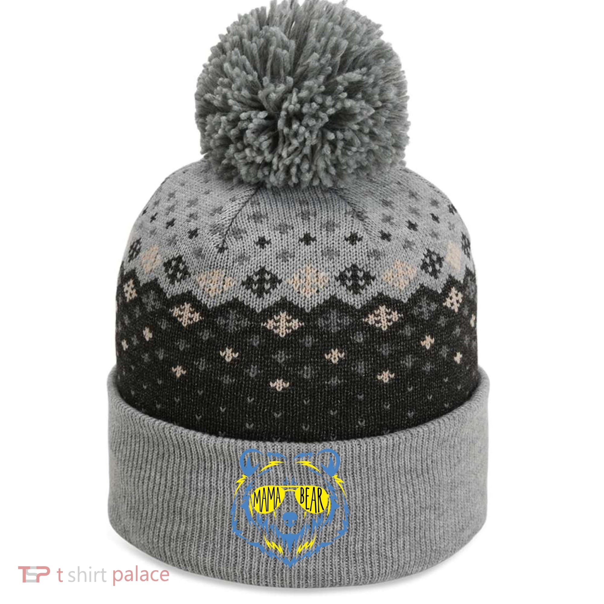 Mama Bear World Down Syndrome Awareness Day T21 Gift The Baniff Cuffed Pom Beanie