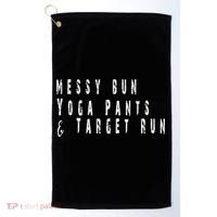 Messy Bun Yoga Pants Target Run Funny Novelty Busy Mom Gift Golf Towel thumb 0