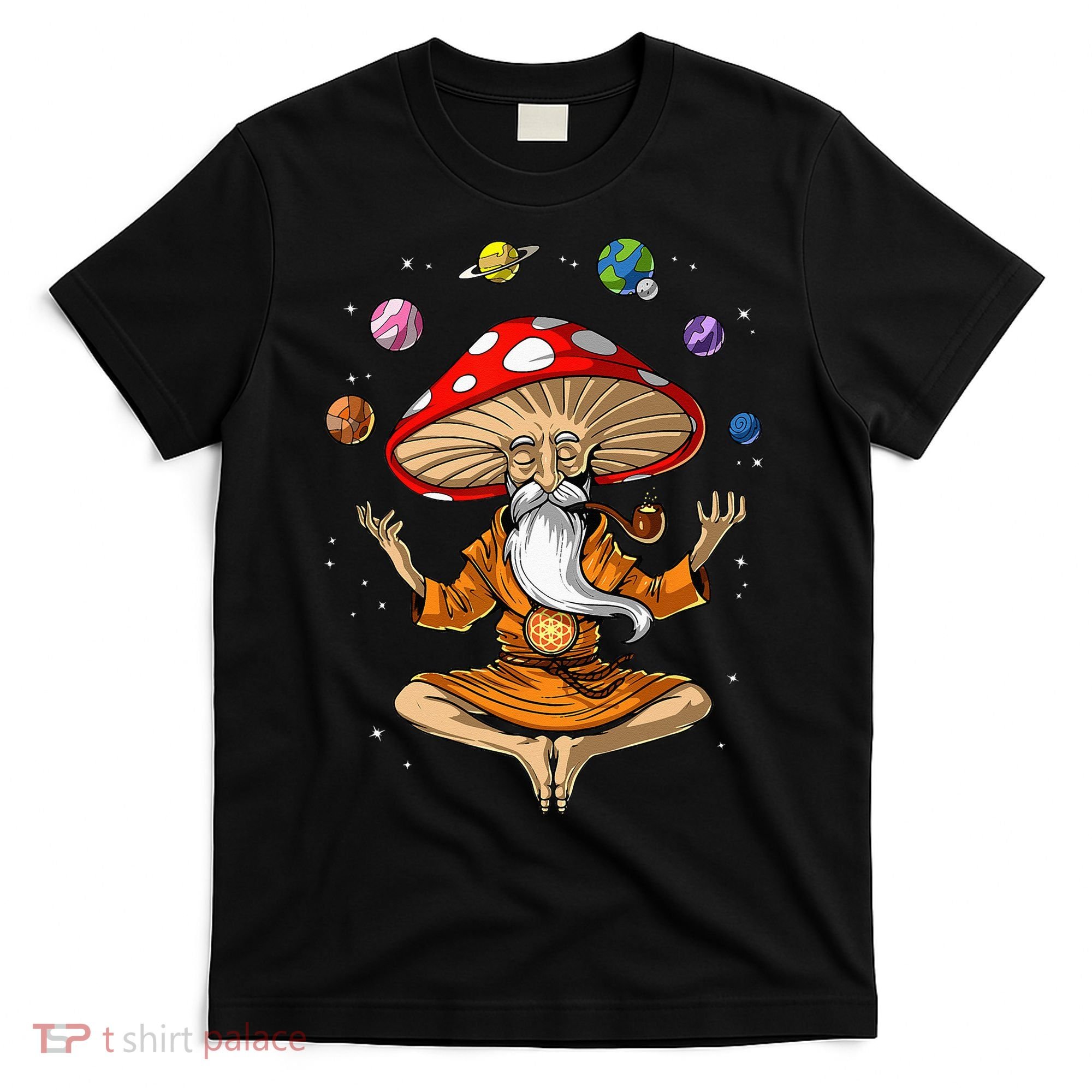 Mushroom Buddha Zen Yoga Meditation Psychedelic Hippie Fungi T-Shirt