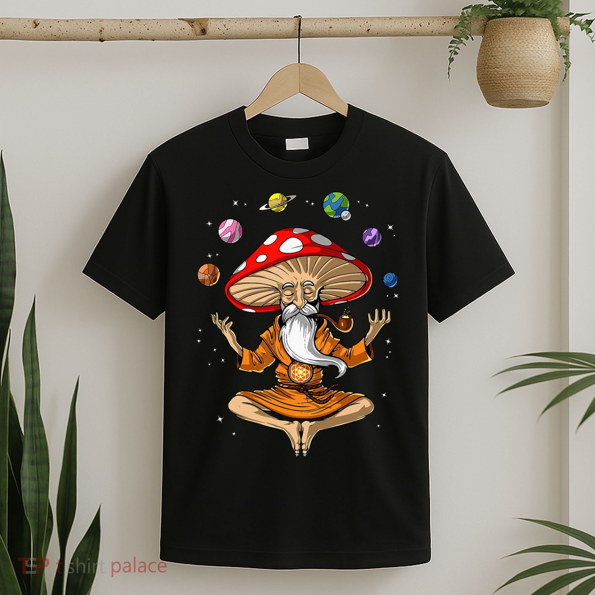 Mushroom Buddha Zen Yoga Meditation Psychedelic Hippie Fungi T-Shirt