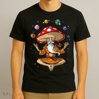 Mushroom Buddha Zen Yoga Meditation Psychedelic Hippie Fungi T-Shirt thumb 3