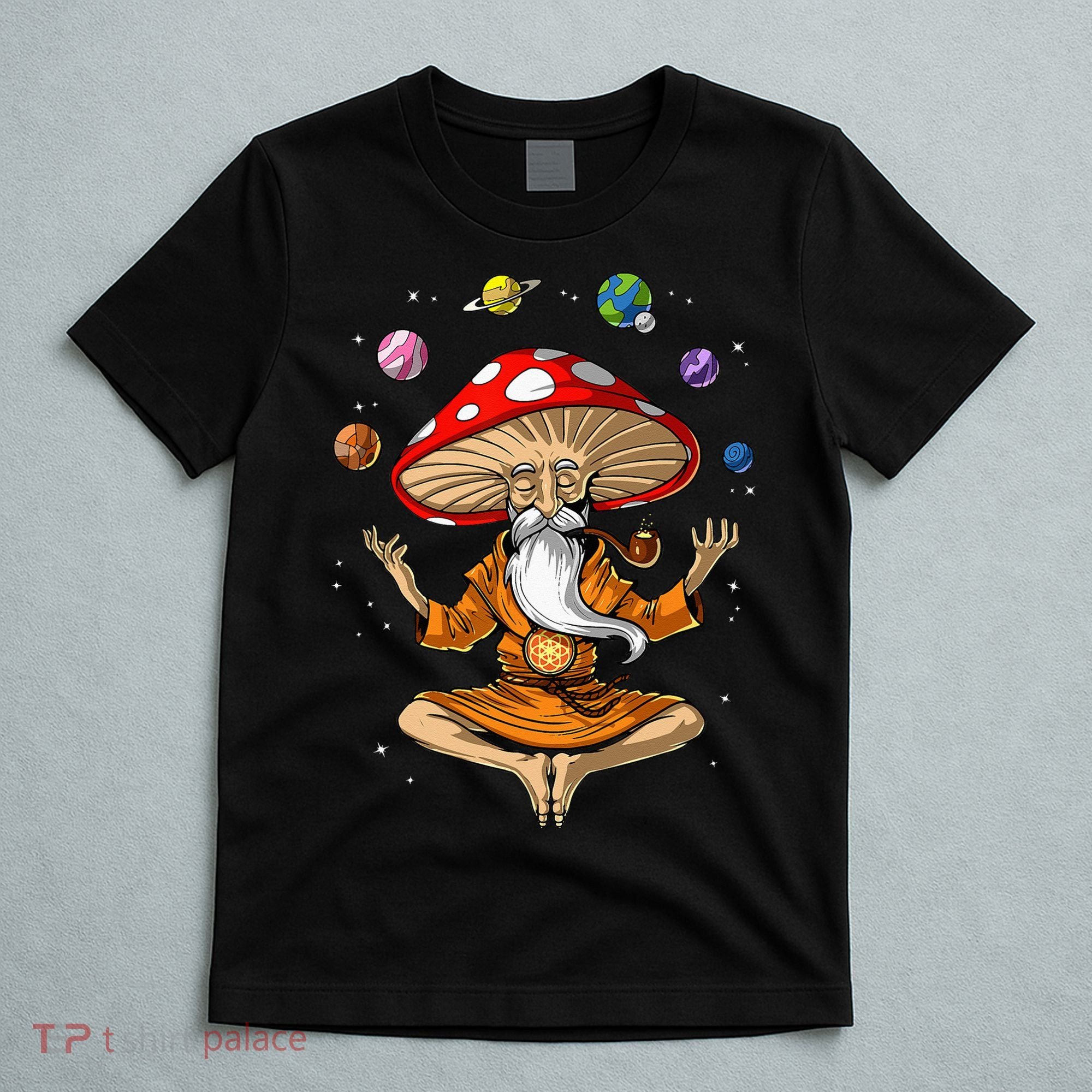 Mushroom Buddha Zen Yoga Meditation Psychedelic Hippie Fungi T-Shirt