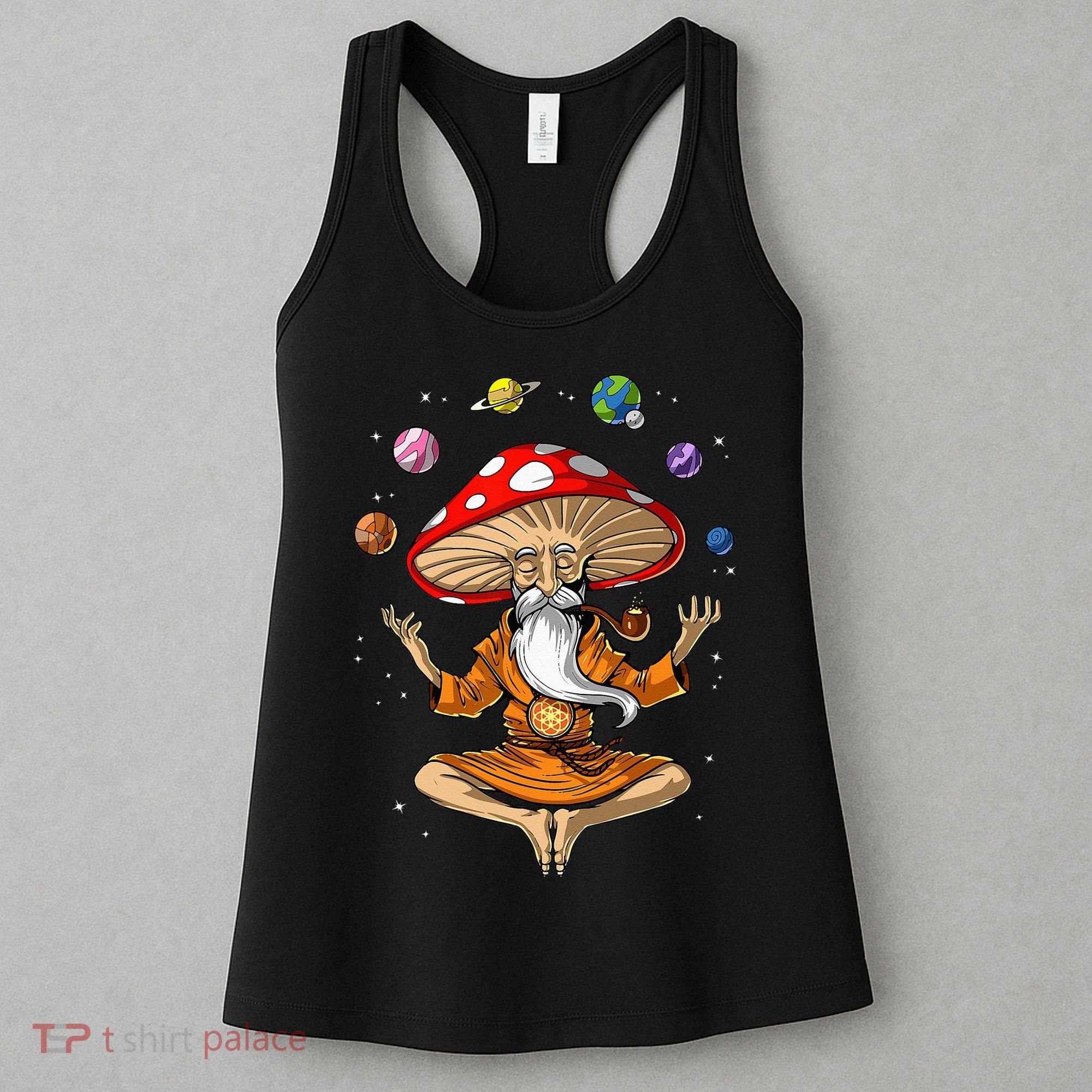 Mushroom Buddha Zen Yoga Meditation Psychedelic Hippie Fungi Women's Tank Top
