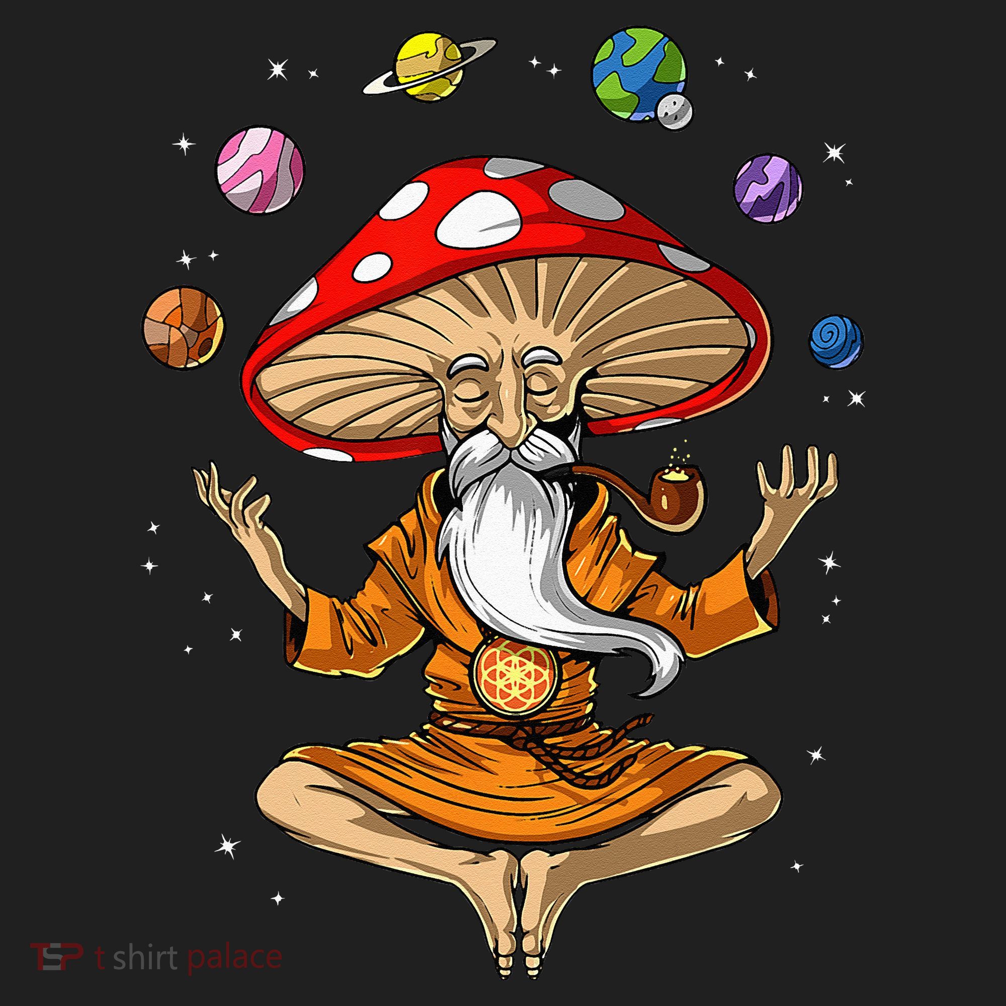 Mushroom Buddha Zen Yoga Meditation Psychedelic Hippie Fungi Hat