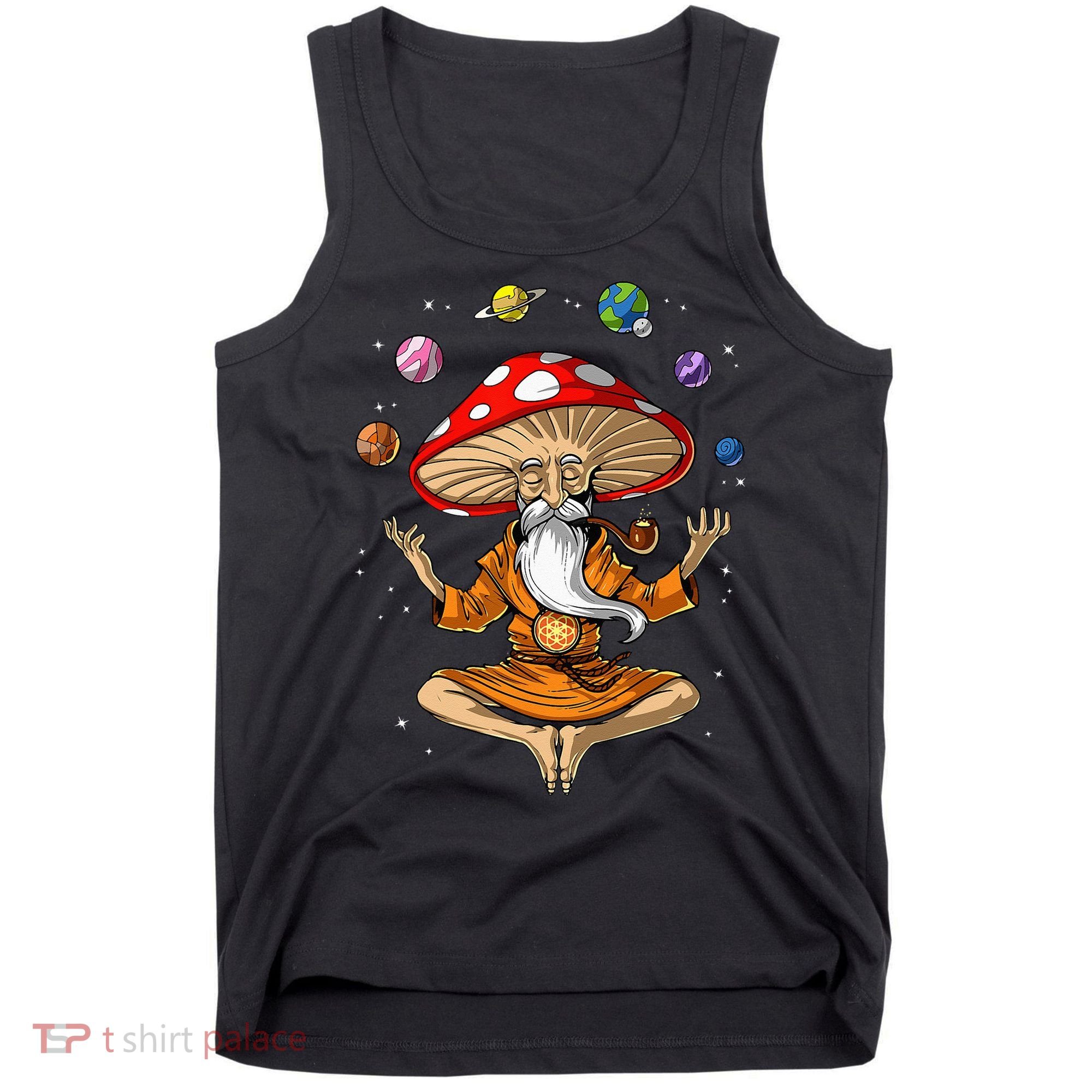 Mushroom Buddha Zen Yoga Meditation Psychedelic Hippie Fungi Tank Top