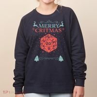 Merry Critmas 20 Sided Dice RPG Christmas Holiday Board Game Women's Sweatshirt thumb 0