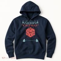 Merry Critmas 20 Sided Dice RPG Christmas Holiday Board Game Hoodie thumb 0